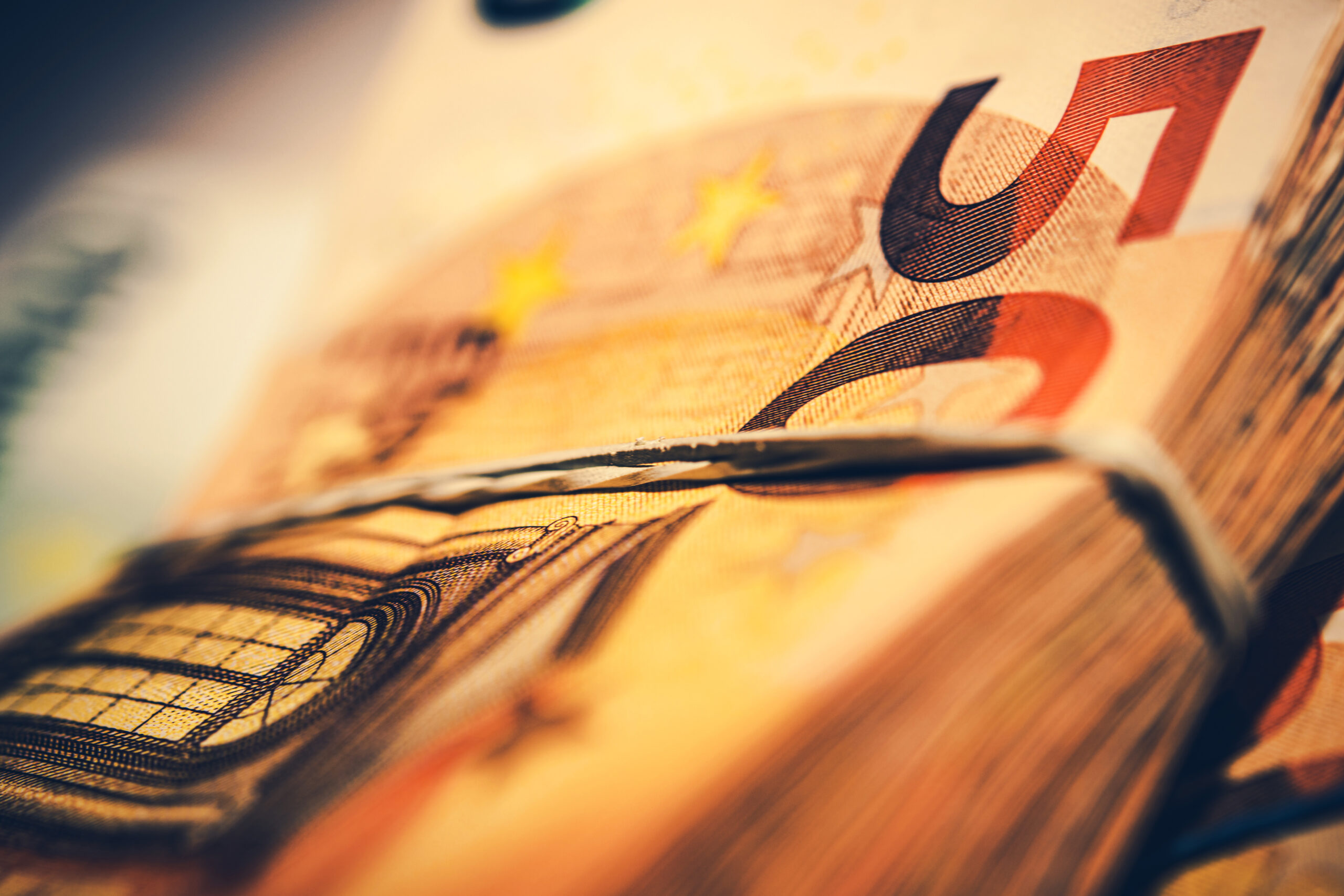 Pile of Fifty Euro Banknotes Close Up